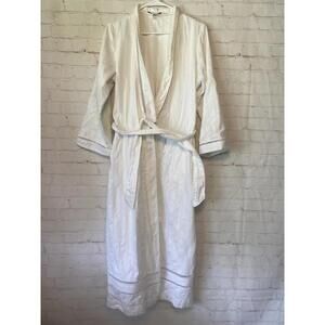 Oscar de La Renta Cream White Soft Cozy Vintage Belted Long Robe XS/S Lounge Spa